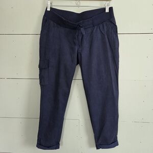 Motherhood Navy Blue Drawstring Under Belly Maternity Pants Postpartum Size Med